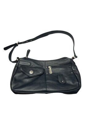 Stone Mountain Purse Leather Navy Blue Shoulder Bag Zipper Close Hobo